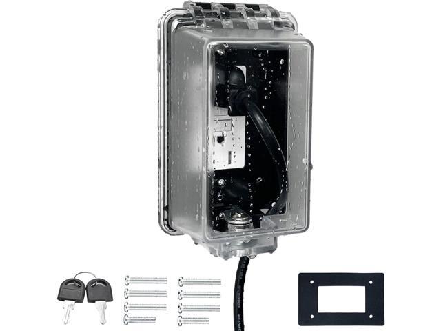 Universal Weatherproof Electrical Outlet Cover with Lock, Baby Proof Outlet Lock Box, Fits Most 2.6 'H x 2.56 'W or Smaller Plugs, Clear Outlet...