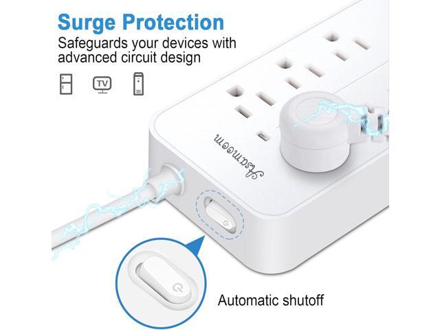 15FT Surge Protector Power Strip Extension Cord with Usb C, Asamoom Flat Plug Power Strip With Long Cord,8 Outlets and 3 USB & 1 USB-C Port,1700J...
