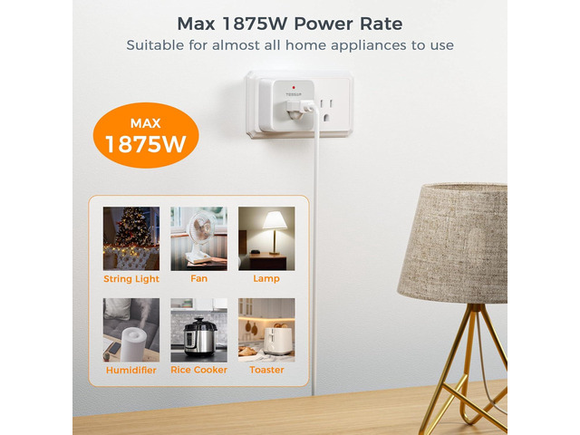 Remote Control Outlet, TESSAN Wireless Light Switch, On Off Switch Plug for Lights, Lamps, Fans, Household Appliances, 100ft RF Range, 15A/1875W(1...
