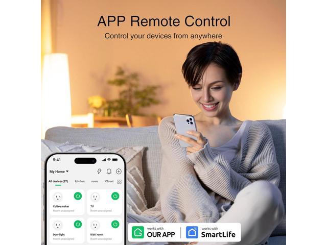 GHome Smart Plug,WiFi Smart Plugs Compatible with Alexa and Google Home,Smart WiFi Outlet with Remote Control and Timer Function,2.4GHz Wi-Fi...