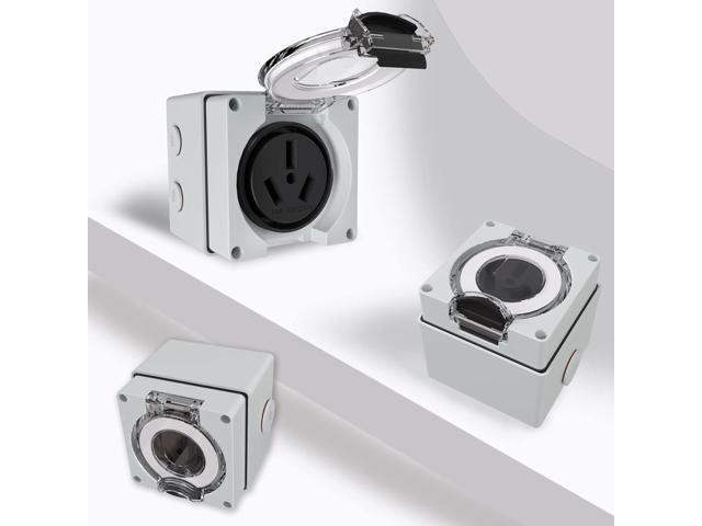 STARELO 50Amp Power Outlet Box,NEMA 10-50R Receptacle 125/250Volt,Outdoor dustproof and Weatherproof. No Grounding, Outlet for RV,EV,Heavy Duty...