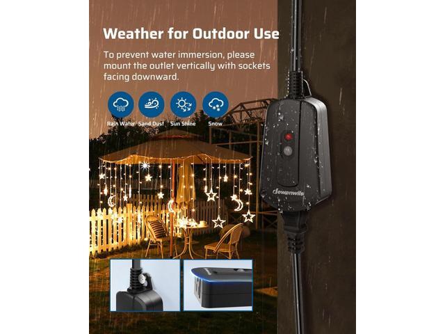 DEWENWILS Outdoor Wireless Remote Control Outlet, 15 amp Heavy Duty Weatherproof Remote Controlled Light Switch for Lights String Lights, 100 Feet...