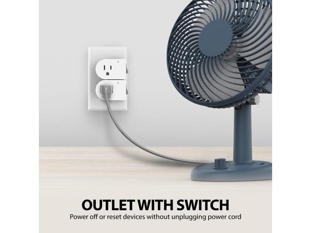 Fosmon Grounded Outlet with ON/Off Switch (4 Pack), 3 Prong Electrical Plug Outlet Extender Switch, 245J Single Port Power Adapter Surge Protector,...