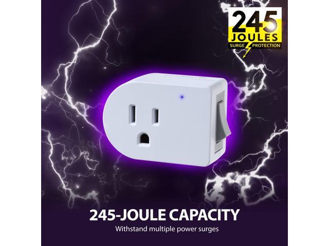 Fosmon Grounded Outlet with ON/Off Switch (4 Pack), 3 Prong Electrical Plug Outlet Extender Switch, 245J Single Port Power Adapter Surge Protector,...