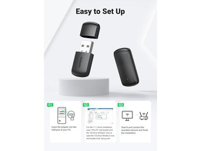 UGREEN AC650 USB WiFi Adapter for Desktop PC 5G 2.4G Dual Band WiFi Dongle Mini Wireless USB Computer Network Adapter Compatible with Windows 11 10...
