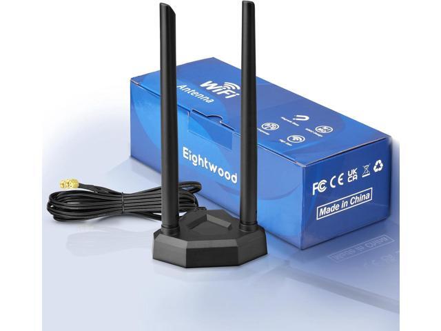 Eightwood Dual Band WiFi Antenna 2.4GHz 5GHz RP-SMA WiFi Antennae with 6.5ft Extension Cable for PC Desktop Computer PCI PCIe WiFi Bluetooth Card...