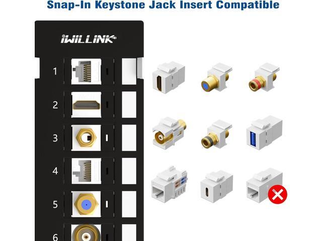 Iwillink Blank 12-Port Keystone Patch Panel with 89D Wall Mount Bracket, Versatile Vertical/Horizontal Installation, Includes 6 Blank Keystone...