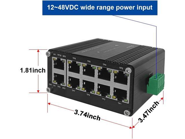 Hardened Industrial Gigabit Compact Ethernet Switch 10-Port 10/100/1000BASE-T RJ45 with auto-MDI/MDI-X Function 10/100Mbps Half/Full Duplex and...