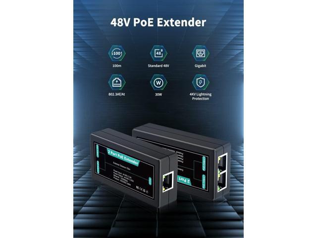 1 in 2 Out Gigabit PoE Extender, NICGIGA 2 Port PoE Repeater 100 Meters(328 ft),IEEE 802.3af/at Power Over Ethernet PoE Splitter to 2 PoE Devices...