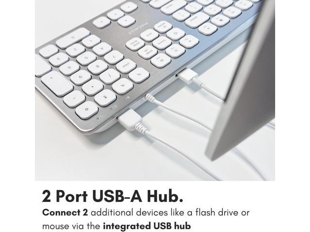 Macally Wired Keyboard for Mac with USB Ports for Mouse - Compatible Apple Keyboard for MacBook Pro/Air, iMac - Aluminum Frame