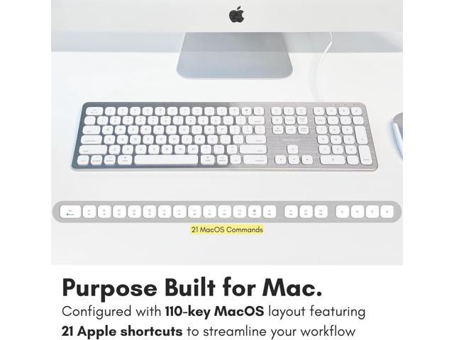 Macally Wired Keyboard for Mac with USB Ports for Mouse - Compatible Apple Keyboard for MacBook Pro/Air, iMac - Aluminum Frame