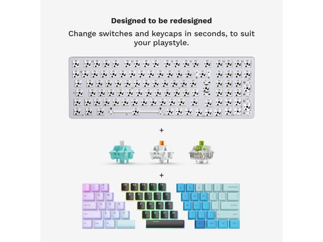 Glorious GMMK 2 Small Gaming Keyboard Base- Barebones Kit- TKL Hot Swappable DIY White Mechanical Keyboard - Wired, RGB Backlit,- PC Setup...