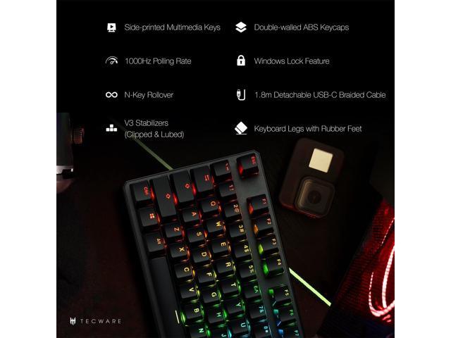 TECWARE Phantom+ 87 Key Mechanical Gaming Keyboard, RGB led, TKL 75% Keyboard, Thocky Sounding, Wraith Red Switch