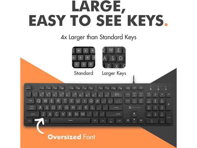 X9 Wired Keyboard and Mouse Combo - Large Print Backlit Keyboard and Mouse for Elderly, Low Vision, Visually Impaired - 7 LED Light Up Color,...