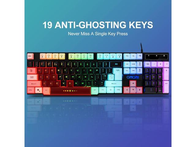 CHONCHOW Gaming Keyboard and Mouse Combo,USB Wired 104-Keys Full Size Light Up Keyboard Mic 3600DPI Rainbow Backlit Mechanical Feeling Compatible...