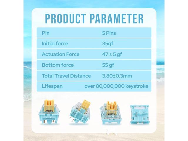 EPOMAKER Sea Salt Silent Mechanical Keyboard Switches Set, 5-Pin Switch, Pre-Lubed Linear Switch with LED Slot, 35 Pieces for Customizing Gaming...