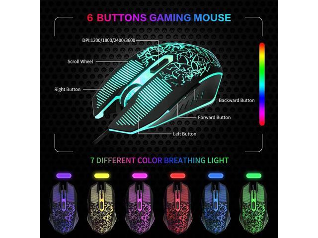 Gaming LED Keyboard Mouse Headset and Mousepad Bundle, CHONCHOW Wired Rainbow LED Light Up Gaming Keyboard Mouse Headset, Value 4 in 1 Game Set for...