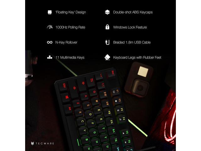 TECWARE Phantom 87 Key Mechanical Keyboard, RGB led, Outemu RED Switch