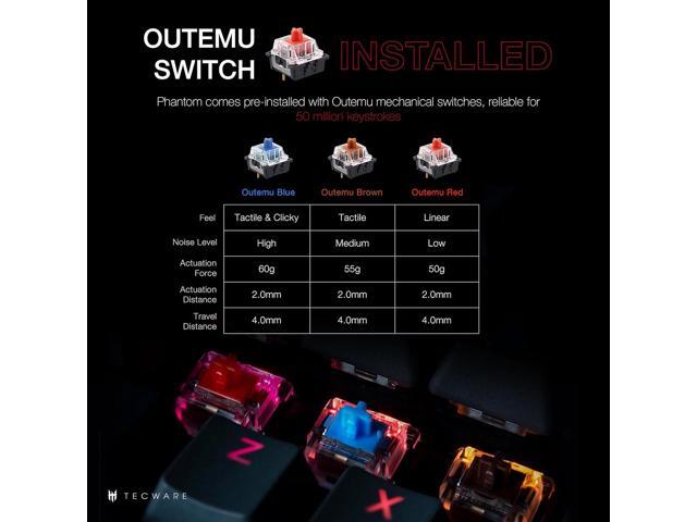 TECWARE Phantom 87 Key Mechanical Keyboard, RGB led, Outemu RED Switch
