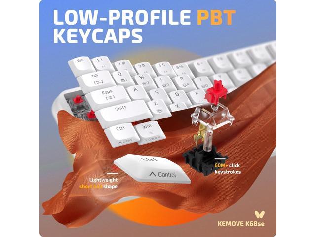 KEMOVE K68se Gaming Mechanical Keyboard,60 Percent RGB Keyboard with Red Linear Switch,White