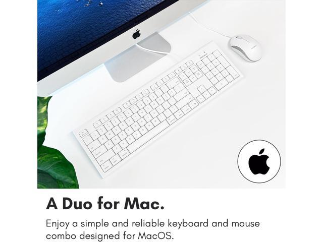 Macally Full Size USB Wired Mac Keyboard and Mouse Combo - Compatible Ergonomic Apple Keyboard and Mouse with Mac Shortcuts and Number Keypad for...