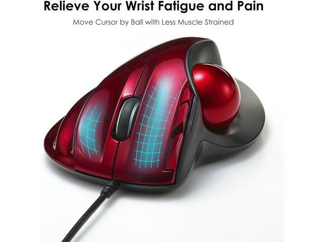 SANWA Wired Ergonomic Trackball Mouse, Programmable Roller Ball Mice, Tilt Scroll, 400/800/1200/1600 DPI, Computer trackball & Finger Rest,...