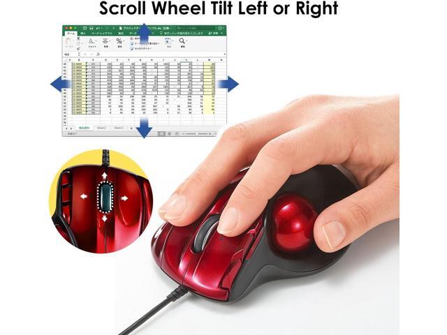 SANWA Wired Ergonomic Trackball Mouse, Programmable Roller Ball Mice, Tilt Scroll, 400/800/1200/1600 DPI, Computer trackball & Finger Rest,...