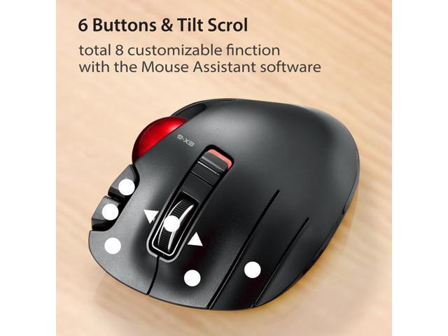 ELECOM EX-G Left Handed Trackball Mouse, 2.4 GHz USB Wireless, Ergonomic, Thumb Control, Tracking Roller Ball, 6 Programmable Buttons, Tilt Scroll