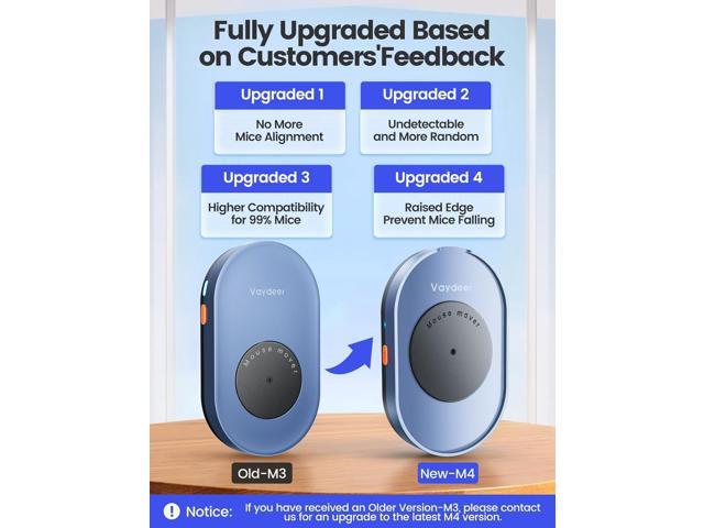 Vaydeer Undetectable Mouse Mover, M4 Mouse Jiggler Device with ON/Off Switch, Driver-Free Shaker Wiggler Mouse Movement Simulation for Computer...