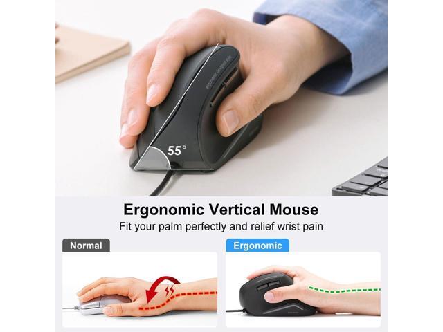 SANWA Wired Ergonomic Mouse, Optical Vertical Computer Mice, Reduce Wrist Strain, (1000/1600 Adjustable DPI, 6 Buttons) Compatible with MacBook,...
