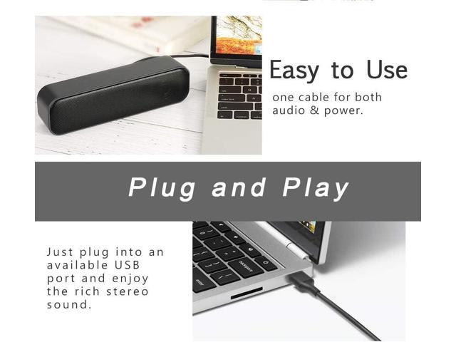 USB Computer Speaker for Desktop, USB Powered, Plug and Play, Soundbar Portable Mini PC Speaker for Desktop Computer and Windows PCs(Black)