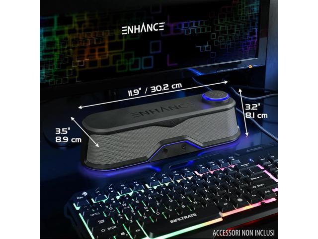 ENHANCE SB1 Computer Speakers High Excursion Soundbar - USB Powered Computer Sound Bar, Under Monitor Speaker with 10W Peak, LED Volume Control...