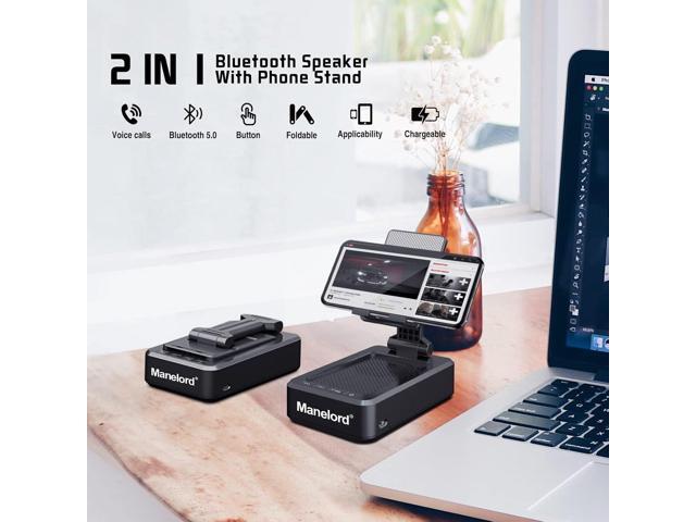 Cell Phone Stand with Wireless Bluetooth Speaker Compatible for iPhone/Samsung/iPad Tablet, Anti-Slip Design Phone Stand with HD Surround Sound for...
