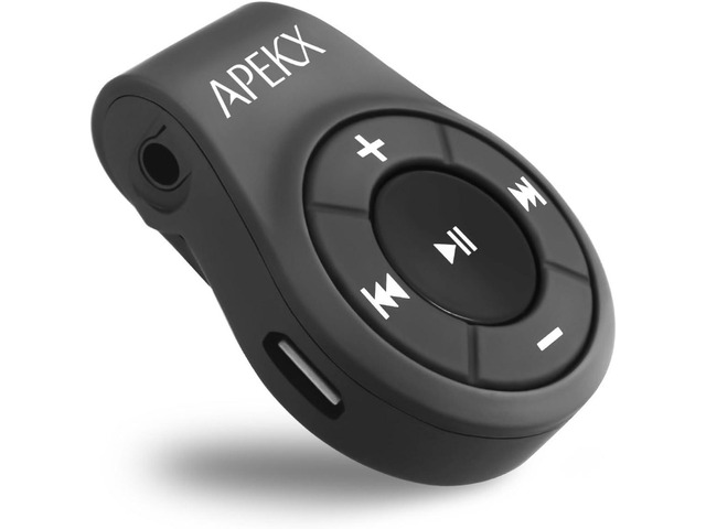 APEKX Clip Bluetooth Audio Adapter for Headphones, Headset, Speaker, Wireless Receiver with MIC for Hands-Released Call and Music