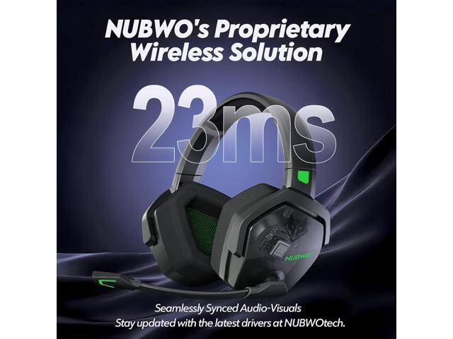 NUBWO G06 Dual Wireless Gaming Headset with Microphone for PS5, PS4, PC - 23ms Low Latency Audio - 100-Hour of Playtime - 50mm Drivers (Black-Green)