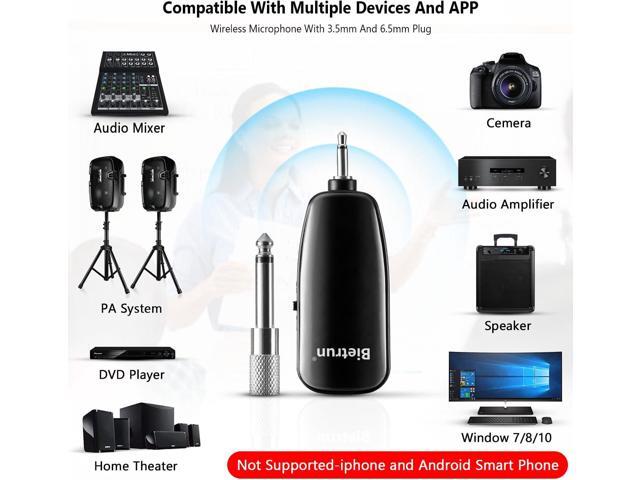 Bietrun Wireless Microphone Headset, UHF Wireless Headset Mic System, 160ft Range,1/8'' and 1/4'' Plug, for Speakers, Voice Amplifier, PA...
