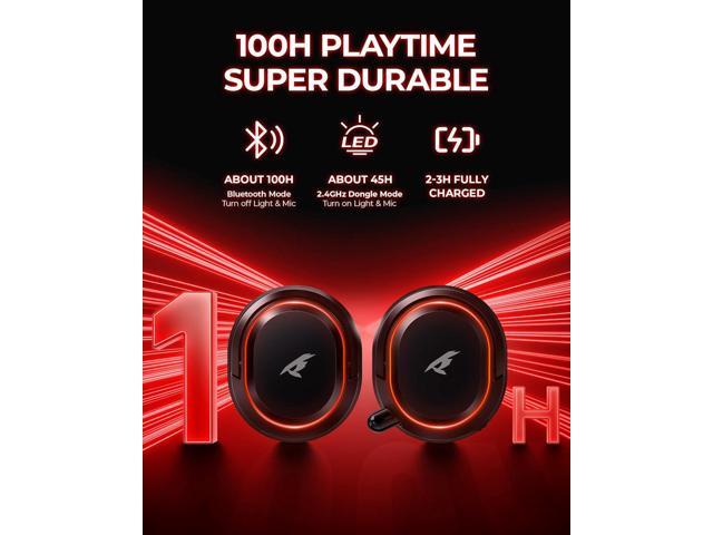 Wireless Gaming Headset 7.1 Surround Sound 2.4Ghz USB Gaming Headphones Bluetooth 5.4,100-Hr Noise Canceling Mic RGB Light, Wireless Headset for PC...