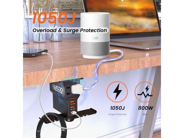 Headset Holder for Desk, Dual Headphone Stand, PC Gaming Headphones Hanger Hook Under Desk with (QC3.0) 3 USB Charging Station & 2 AC Outlet(800W)...