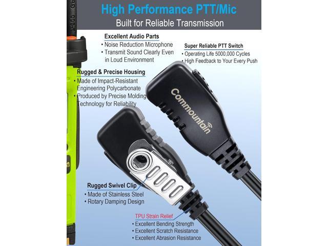 commountain CLS1410 CLS1110 Earpiece with PTT/Mic for Motorola Walkie Talkies Radios DTR550 DTR700 RDU4100 RDU4160D RMU2040 RMU2080D RMU2080...