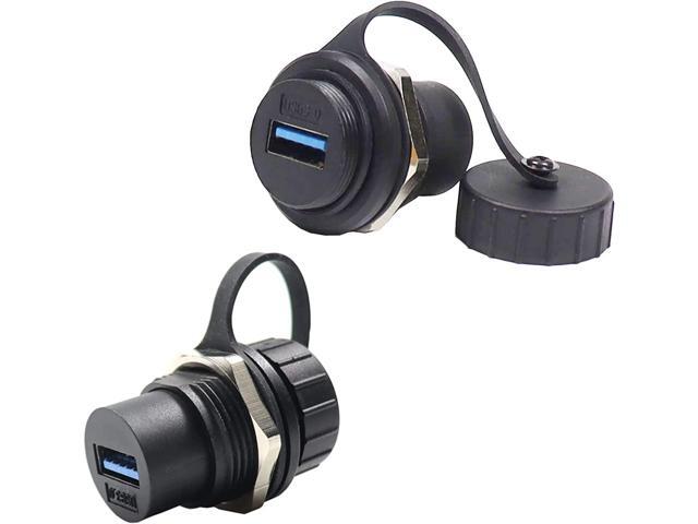 PENGLIN 2PCS Waterproof USB 3.0 Panel Mount Coupler, IP67 USB Pass Through Connector, Female to Female Bulkhead Extension Adapter