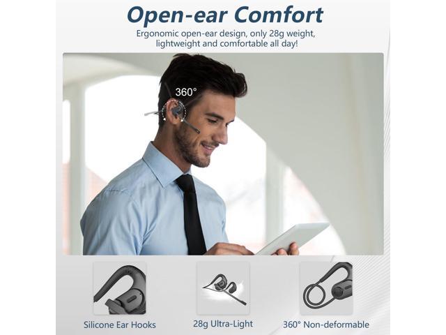 BANIGIPA Bluetooth Headset with Removable Microphone, Noise Cancelling Wireless Headset for Phones Laptop Computer PC, Open Ear Headphones for...