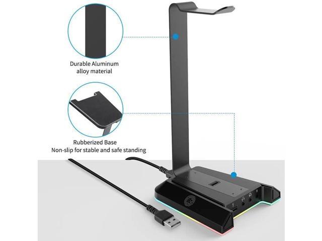 Headset Stand, Headsets Holder with 7.1 Surround Sound & RGB Light, Gaming Headset Stand with USB & 3.5mm Port, Headphone Stand Perfect Gaming...
