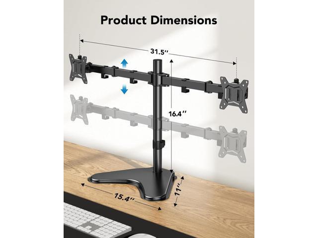 HUANUO 32 inches Dual Monitor Stand up to 17.6lbs per Arm, High-Grade Aluminum Free-Standing Dual Monitor Mount for 2 Screens. Fully Adjustable...