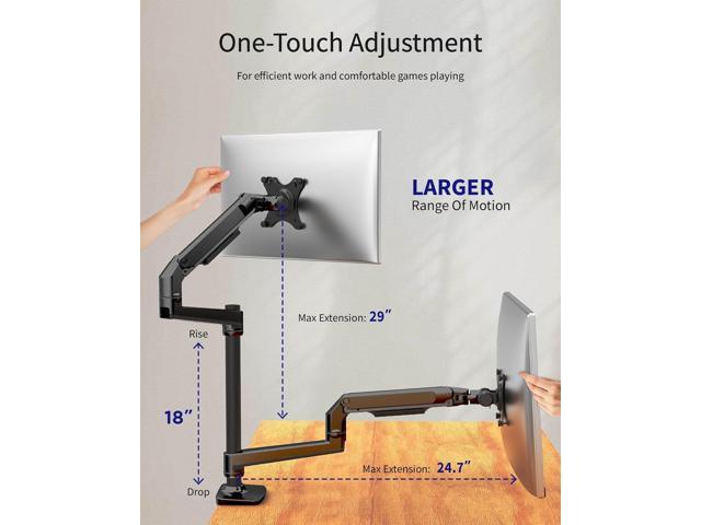 Dual Monitor Mount, Holds Screens up to 40 Inches and 25 lbs, Fully Adjustable Dual Monitor Arm with C-Clamp and Grommet Base, Aluminum, Black