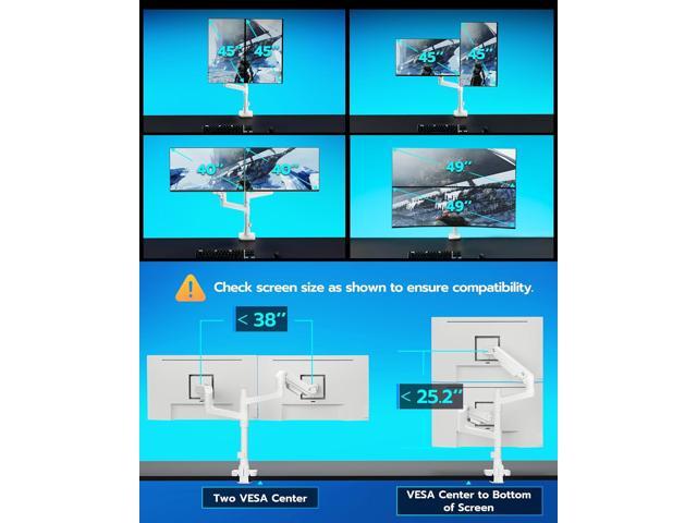 ARES WING Dual Monitor Arm for Ultrawide Heavy Duty Curved Monitor Stacking, Fits 17-49 Inch, Vertical Gas Spring Double Monitor Mount with USB,...