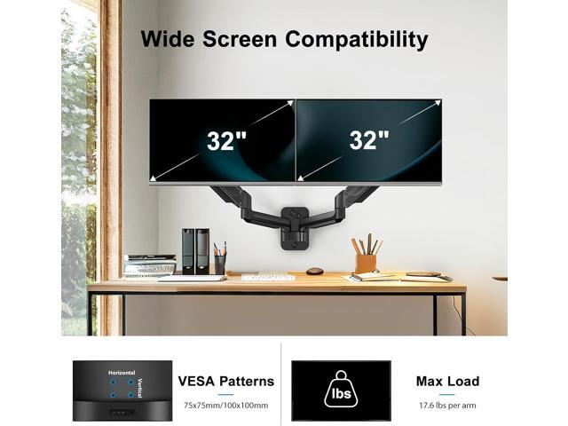 HUANUO Dual Monitor Wall Mount up to 32-inch Screens, Wall Monitor Mount with Gas Spring System, Height-Adjustable/Tilt/Swivel/Rotate, Dual Monitor...