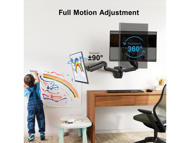 HUANUO Dual Monitor Wall Mount up to 32-inch Screens, Wall Monitor Mount with Gas Spring System, Height-Adjustable/Tilt/Swivel/Rotate, Dual Monitor...