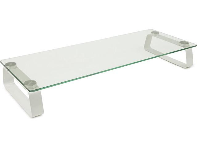 Mount-It! Glass Computer Monitor Riser and Laptop Stand Clear Flat Screen Display Stand, Desktop Shelf and Organizer, Glass and Aluminum...
