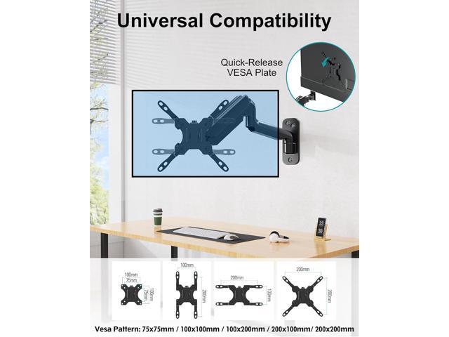MOUNT PRO Monitor Wall Mount for Max 35 inch/26.4lbs Flat Curved Screens, Premium Heavy Duty Single Monitor Arm, Full Motion Ultrawide Wall Monitor...