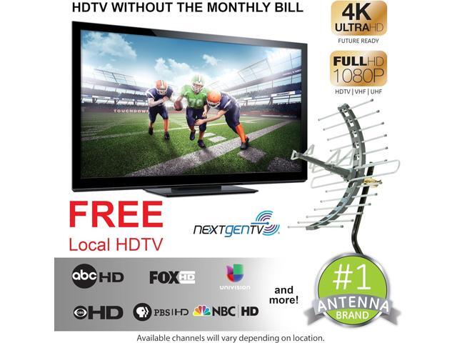 GE Outdoor HD Digital TV Antenna, Long Range Smart TV Antenna, Supports 4K 1080P HD Smart TV VHF UHF, J Mount Included for Attic or Outdoor,...